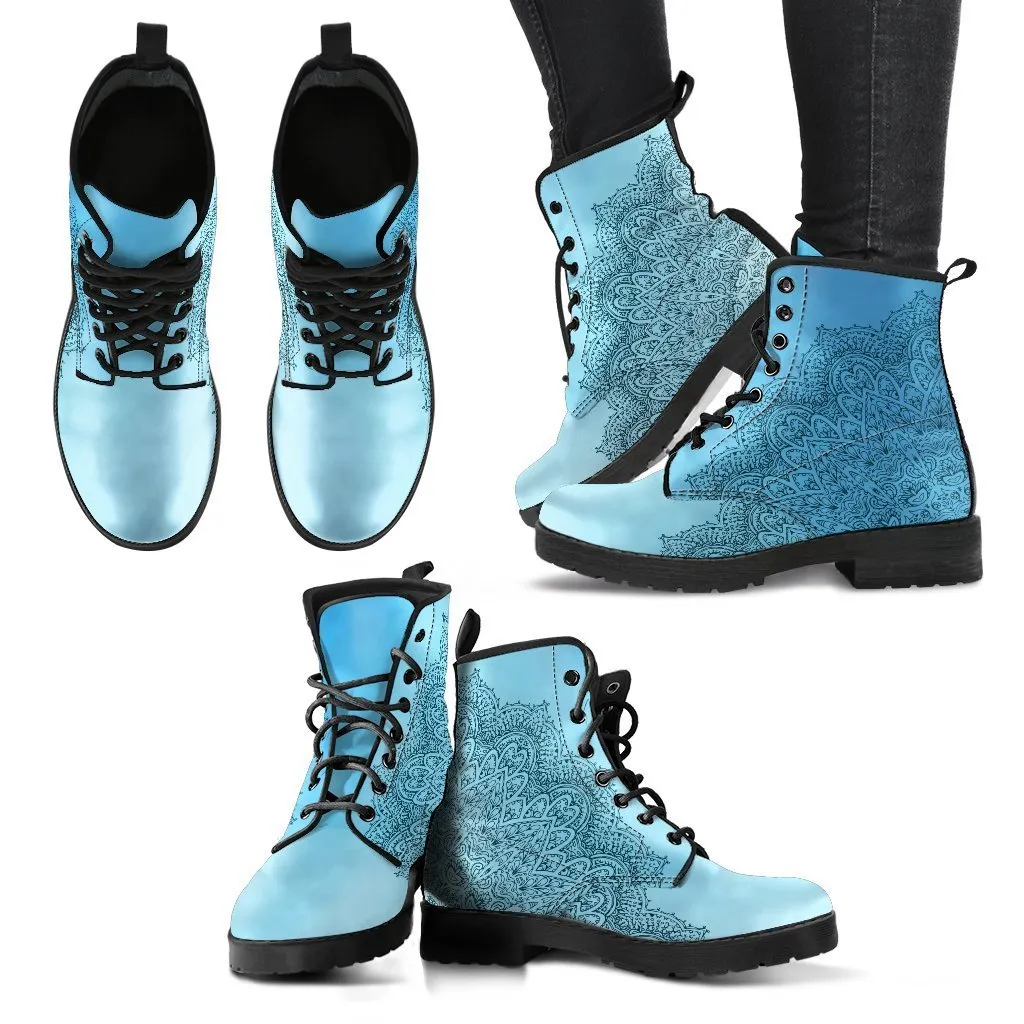 Combat Boots - Mandala Moods | Boho Shoes, Handmade Lace Up Boots, Vegan Leather Lace Up Boots Women, 90s Boots, 2000s Boots, Hipster Boots